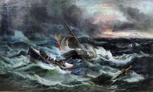 Boats in the storm by Ebenezer Colls